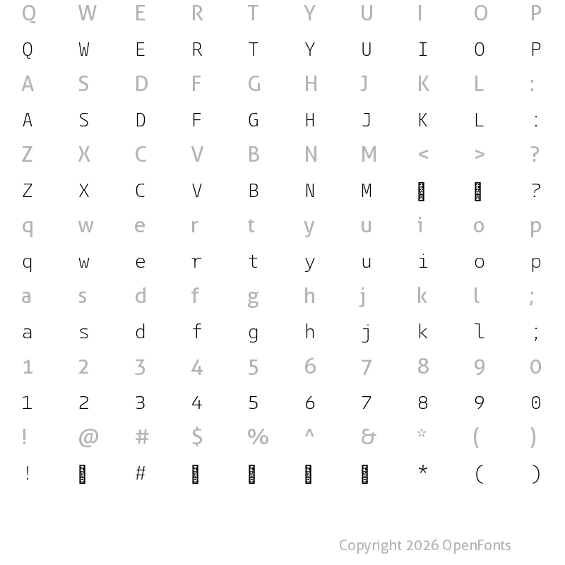 Character Map of ParadroidMono Soft Trial Light