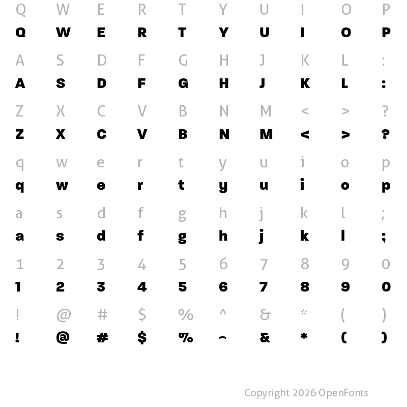 Character Map of Paralucent Heavy