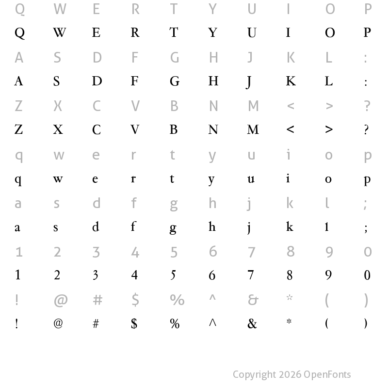 Character Map of Paramount Regular
