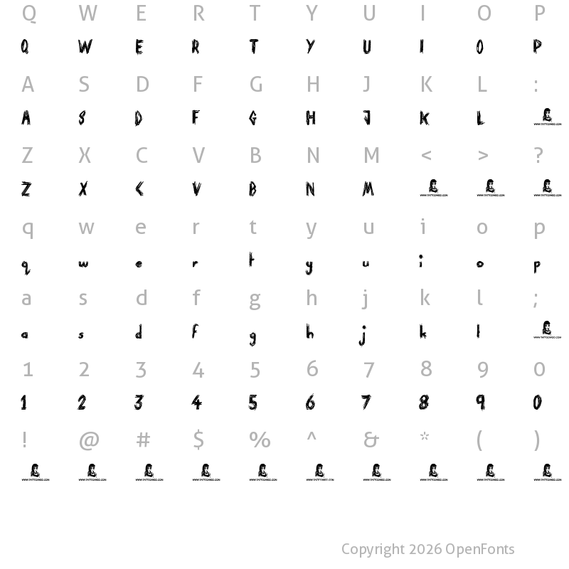 Character Map of Paranoid Freak Regular