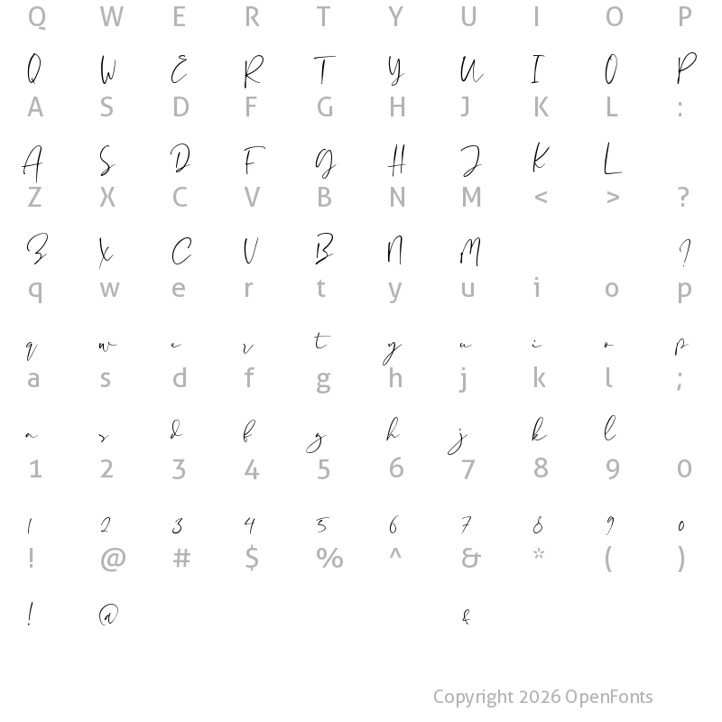 Character Map of Paris Tonight Regular