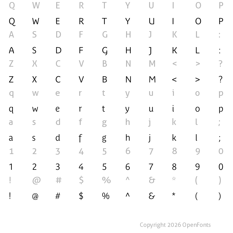 Character Map of Parisine Plus Std Gris Regular