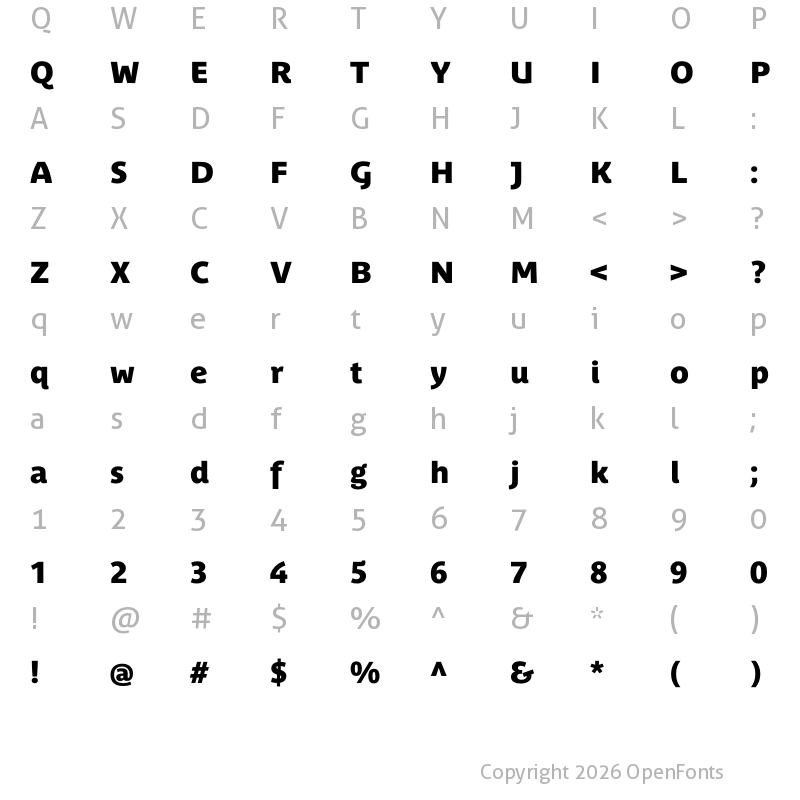 Character Map of Parisine Plus Std Sombre Regular