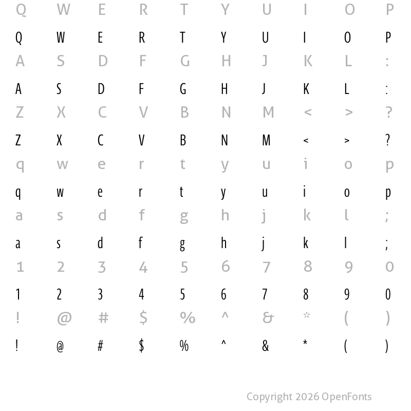 Character Map of Parisine Std Comp Gris Regular