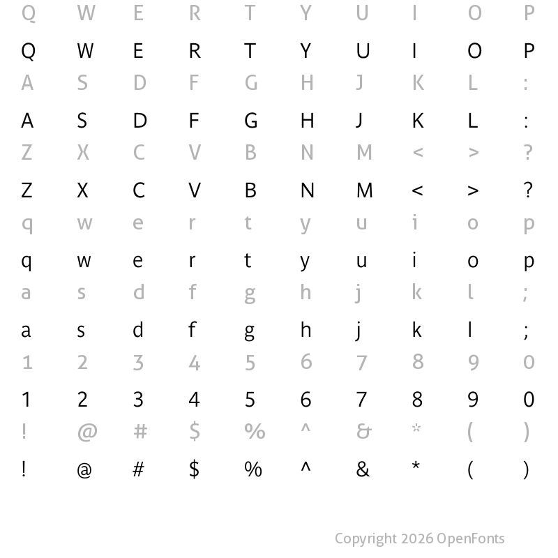 Character Map of Parisine Std Gris Regular