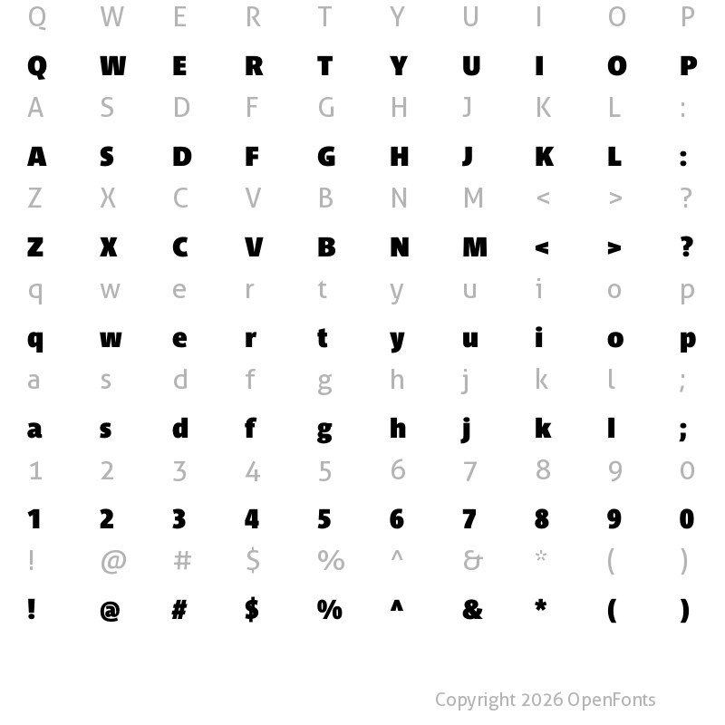 Character Map of Parisine Std Narr Sombre Bold