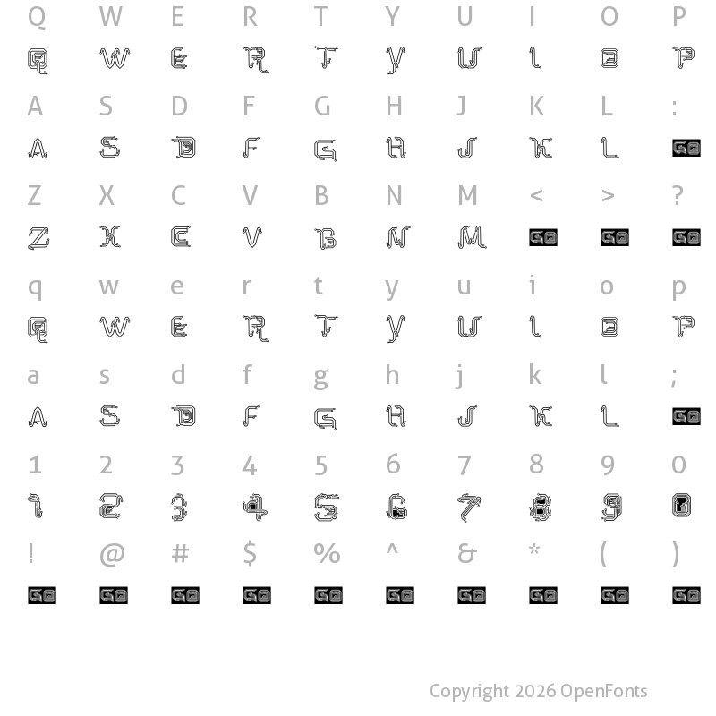 Character Map of Park Tech CG Light Regular