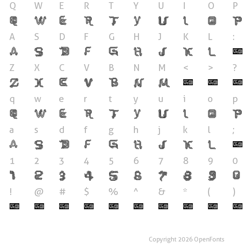 Character Map of Park Tech CG Regular