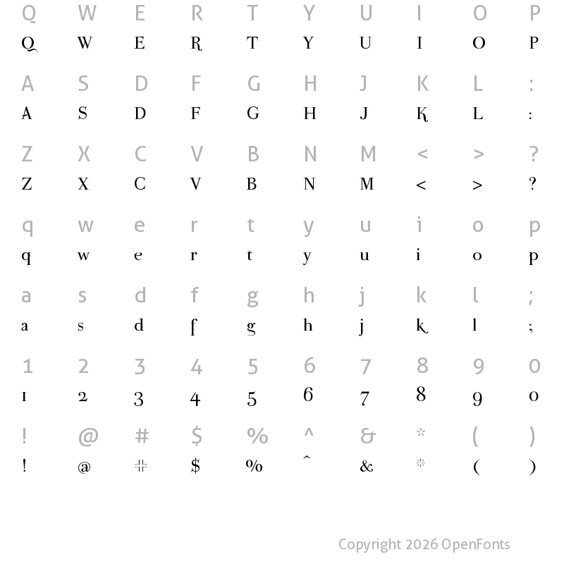 Character Map of ParmaPetit Regular
