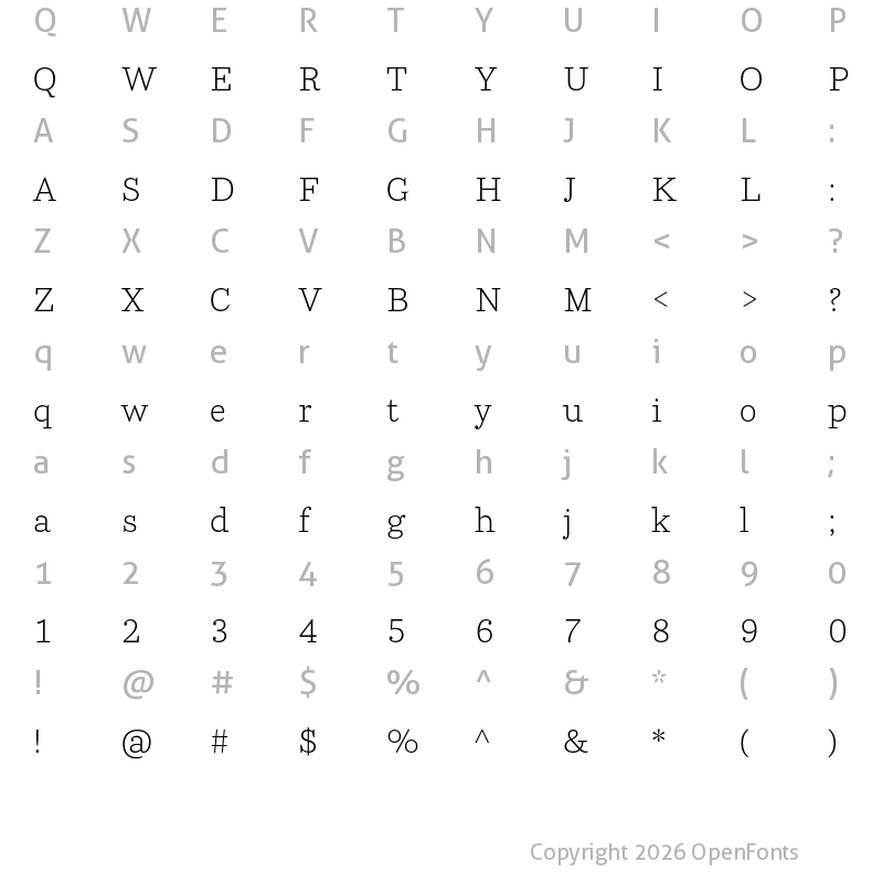 Character Map of Parry Light