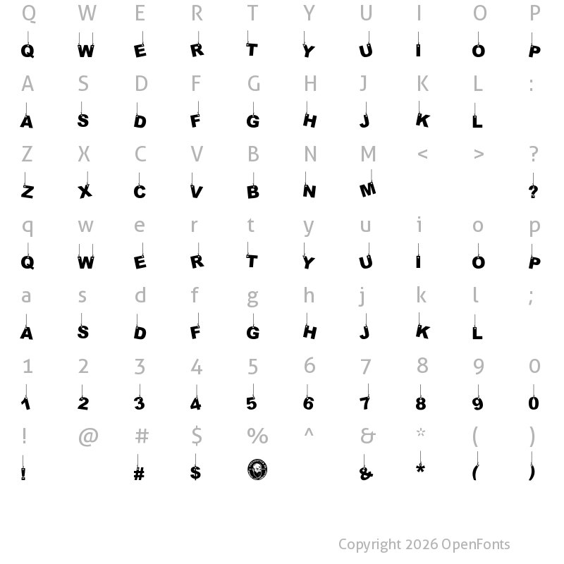 Character Map of Party Letters On a Rope Regular