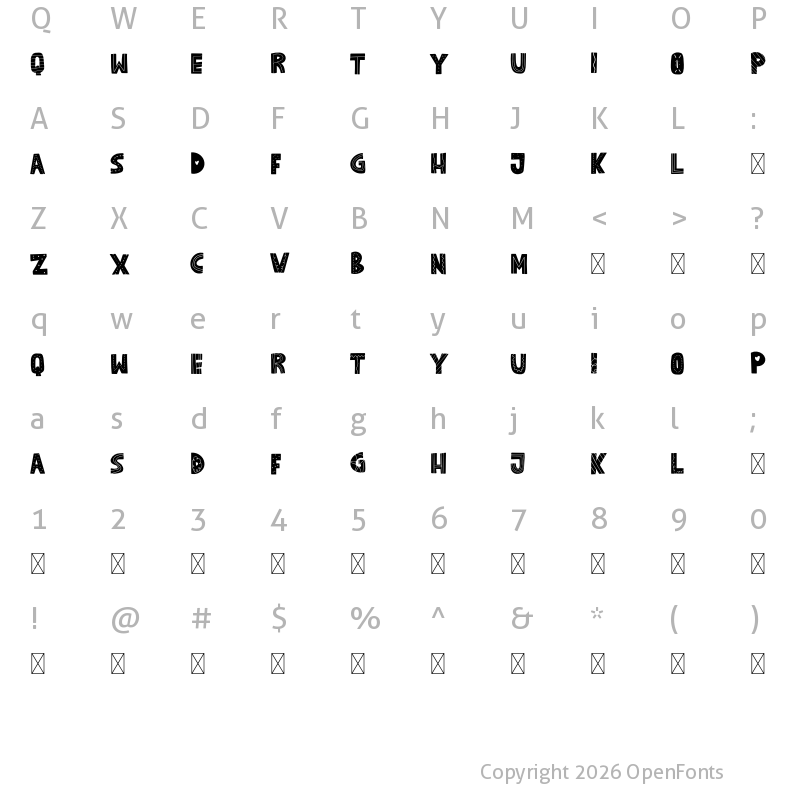 Character Map of PARTY SIZE Regular