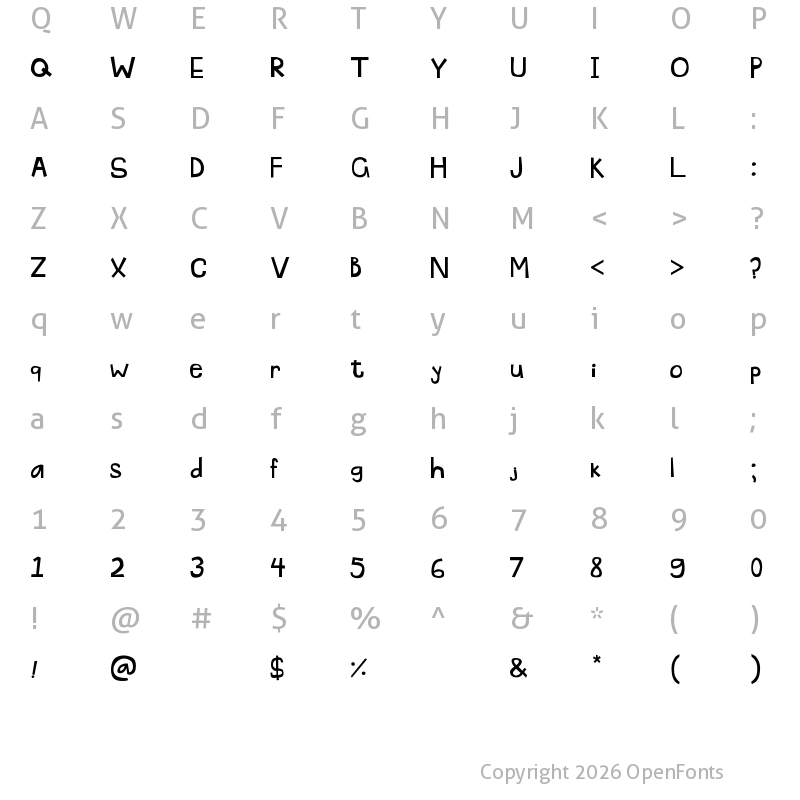 Character Map of Pascu1 Regular