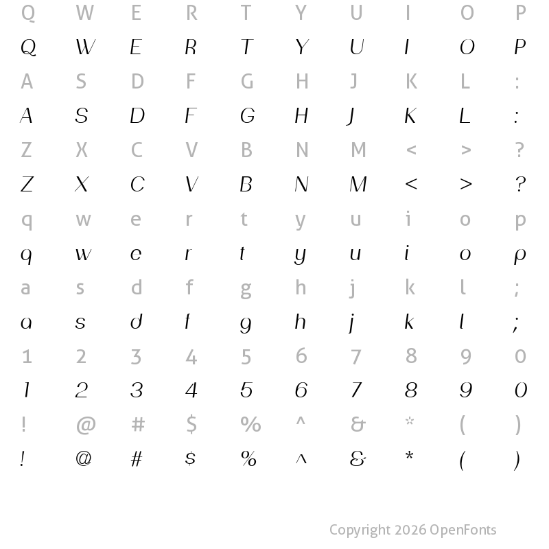 Character Map of PassionSansPDaf BookItalic