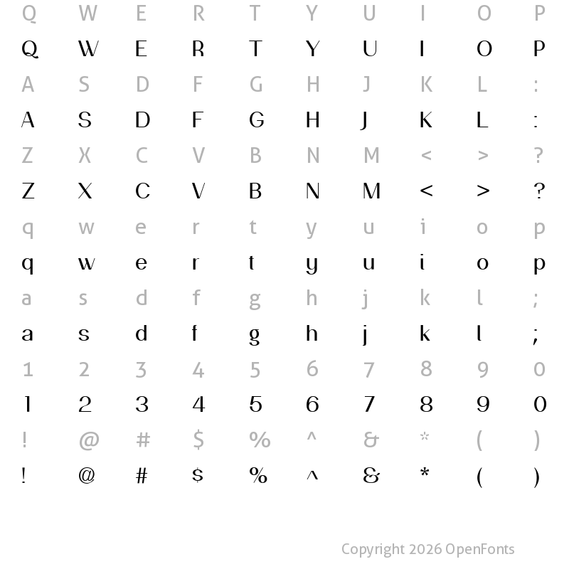 Character Map of PassionSansPDag Regular