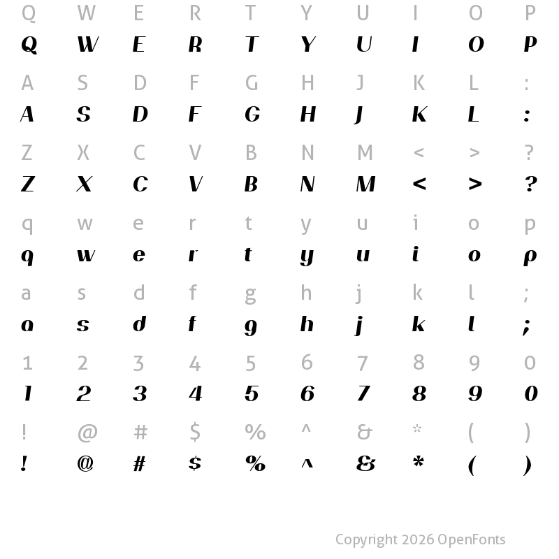 Character Map of PassionSansPDan HeavyItalic