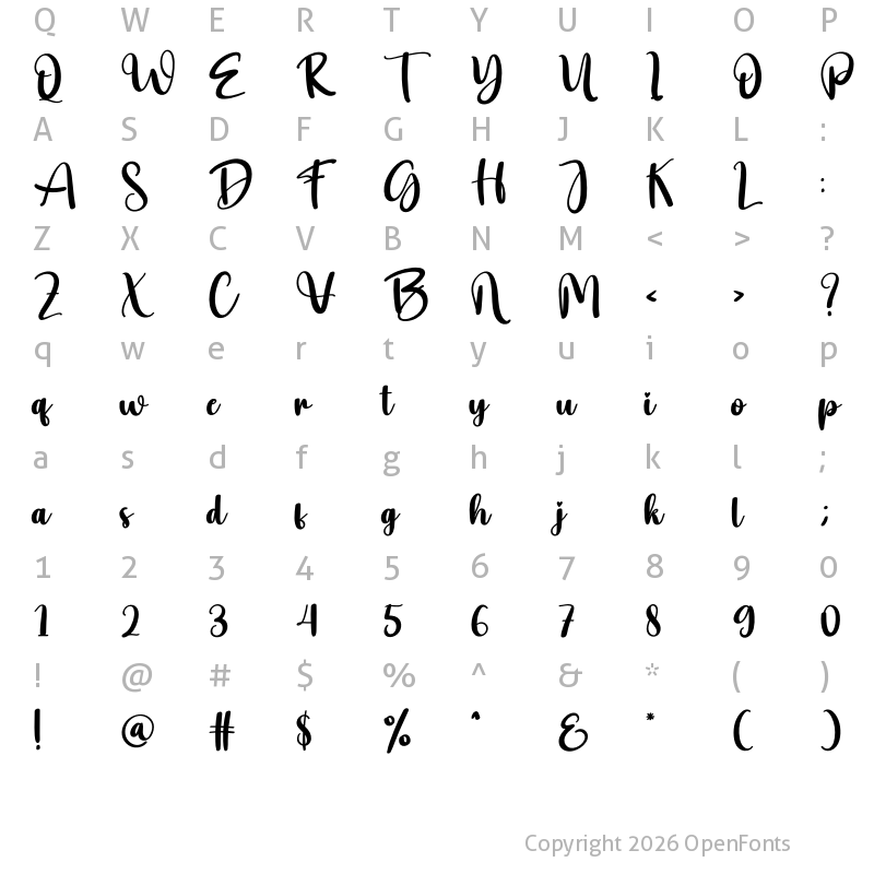 Character Map of Pastry Regular