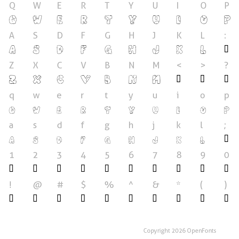 Character Map of Patchwork Letter Regular