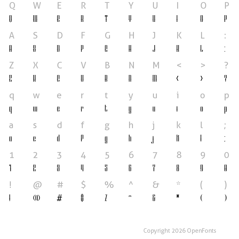 Character Map of Patinas Pointed Regular