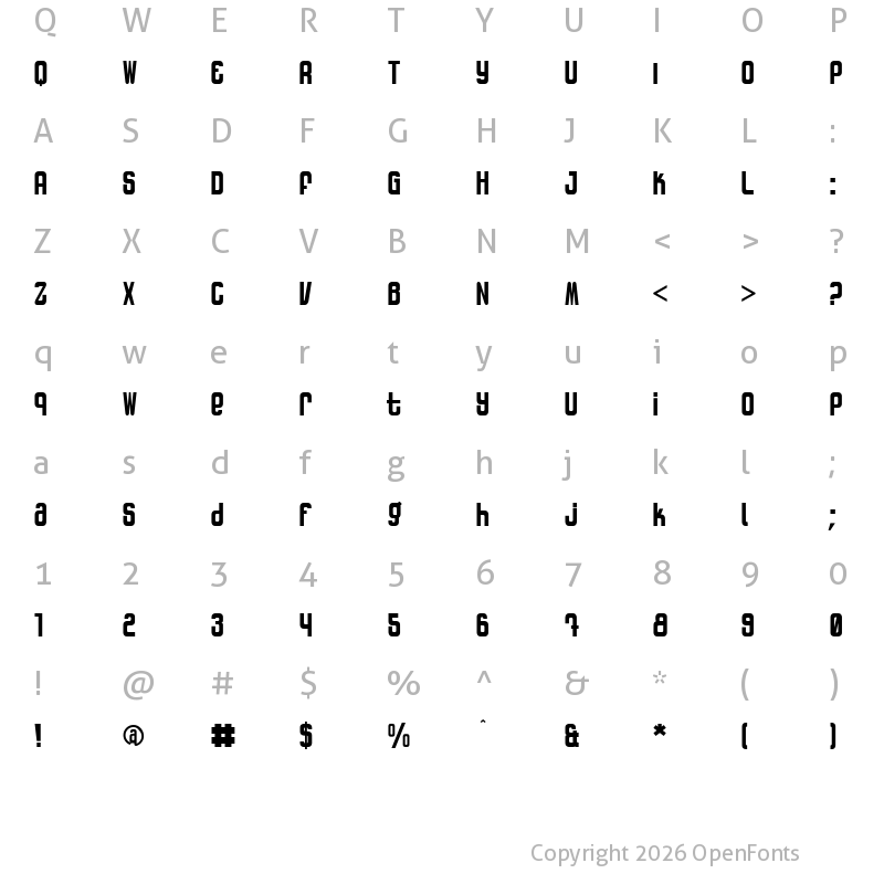 Character Map of Patinio Rotulo Regular