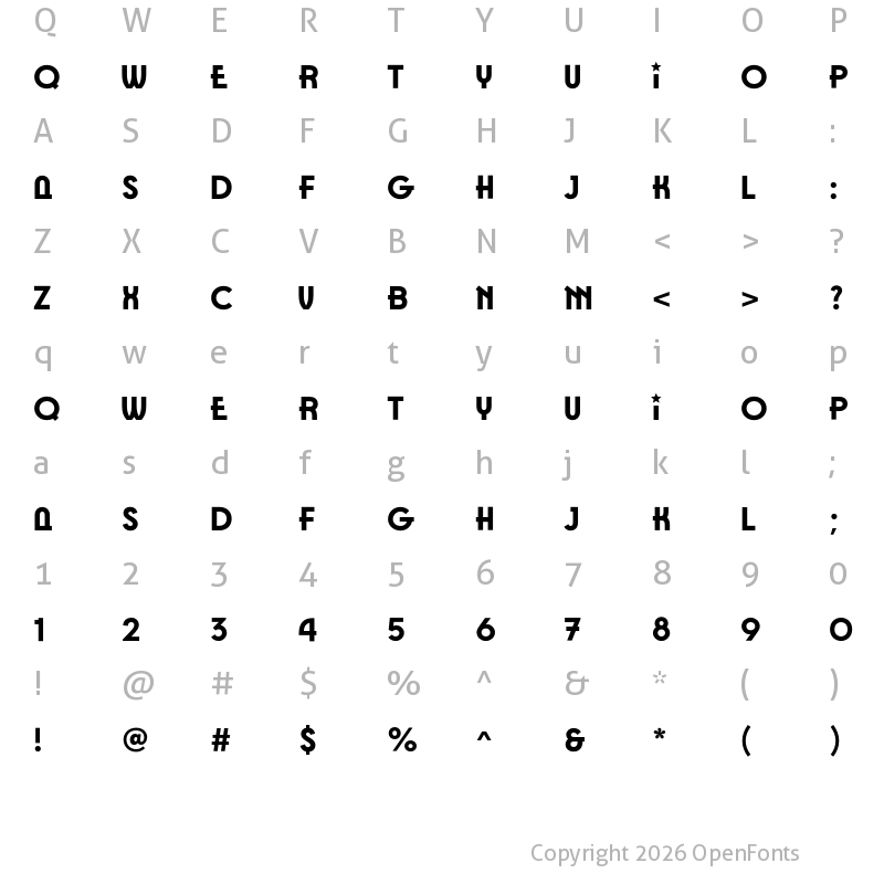 Character Map of Patriot Bold