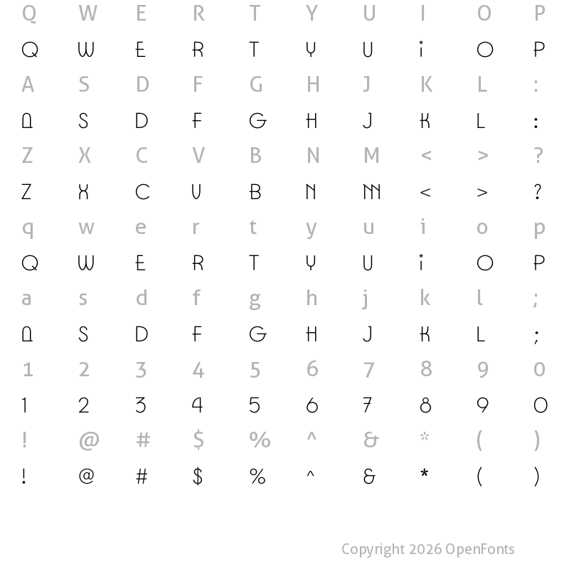 Character Map of Patriot Light