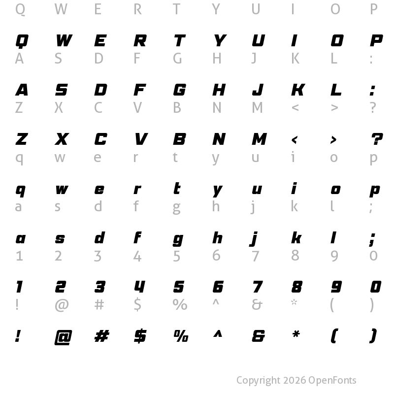 Character Map of Pattanakarn Black Italic