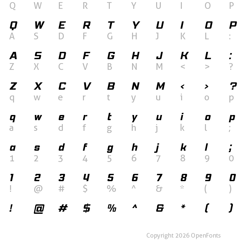Character Map of Pattanakarn Bold Italic