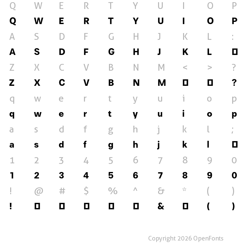 Character Map of Paul Grotesk Bold-Trail