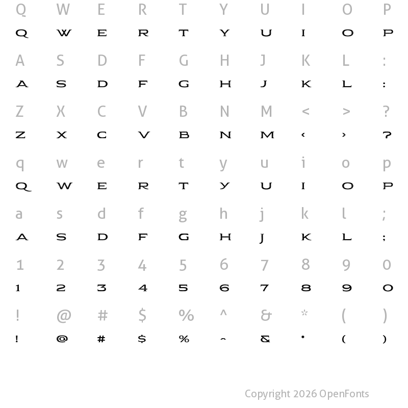 Character Map of Pauraque_Serif_Rough Regular