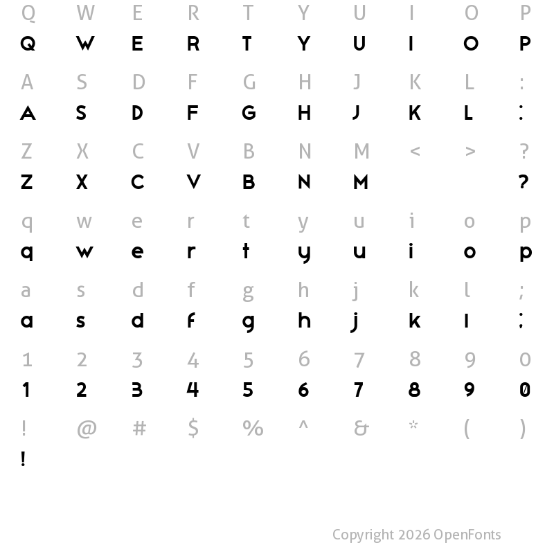 Character Map of Pavia Bold