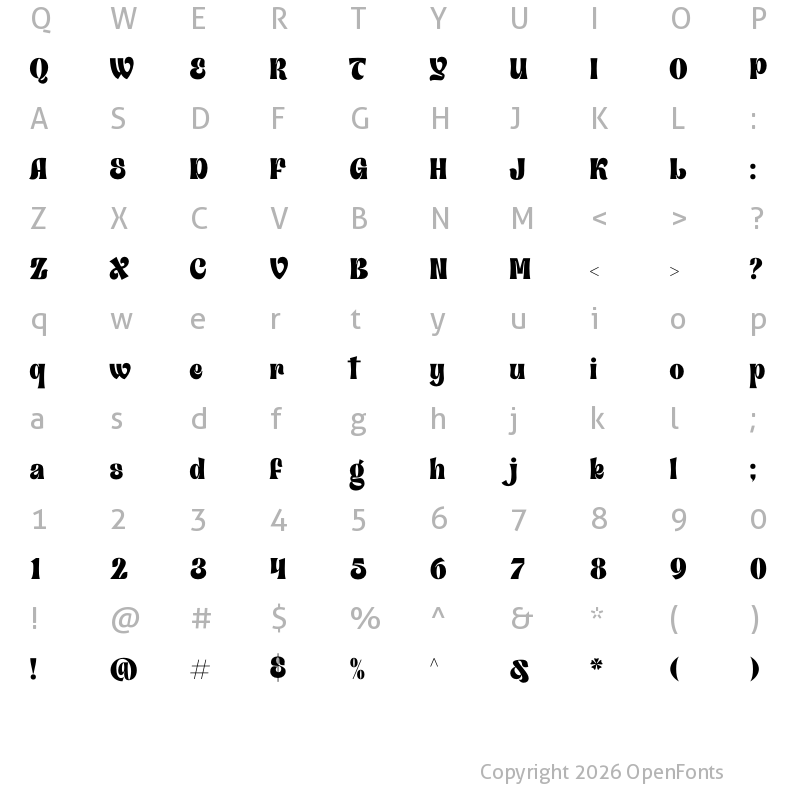 Character Map of Payback Regular