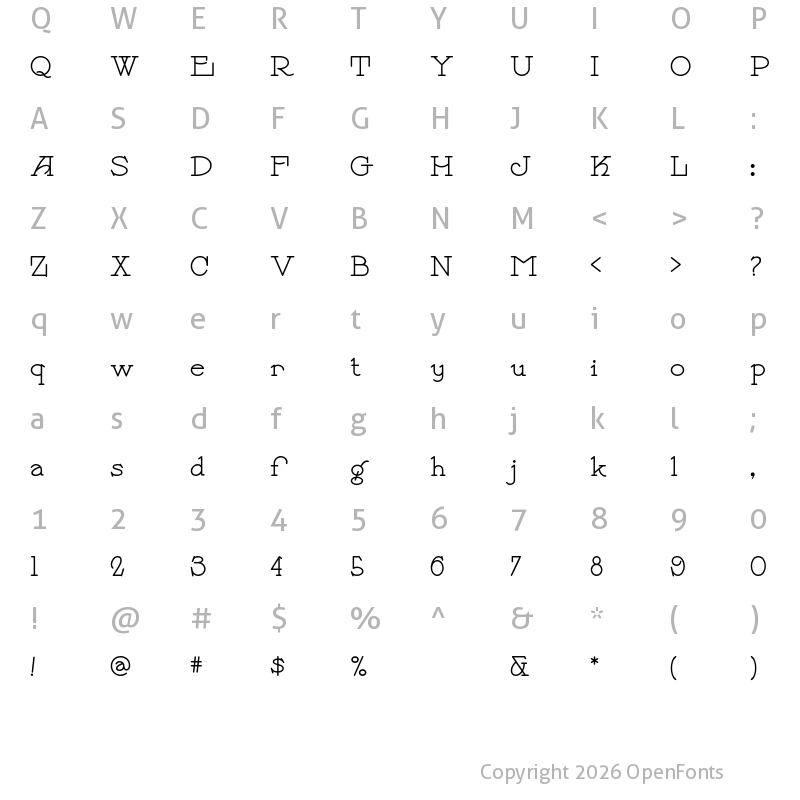 Character Map of Payzant Pen NF Regular