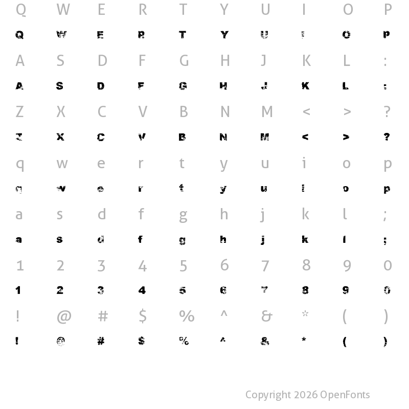 Character Map of PDRPT Regular