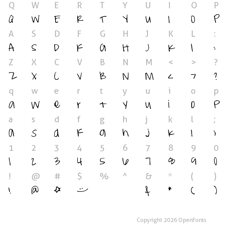 Character Map of Pea Weenie Regular