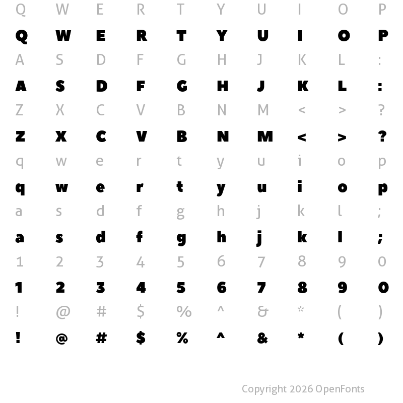 Character Map of Peace Sans Regular