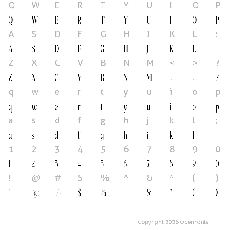 Character Map of Peach Charley Regular