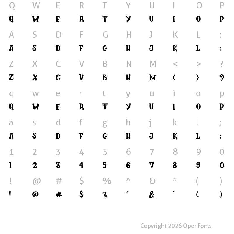 Character Map of Peachman Regular