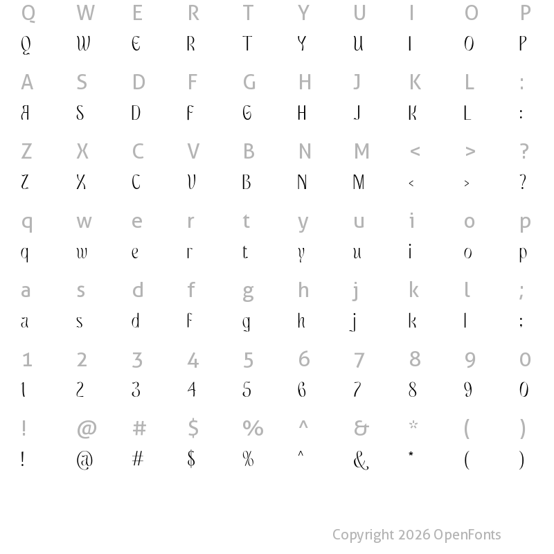 Character Map of Peachy Fantasy Regular