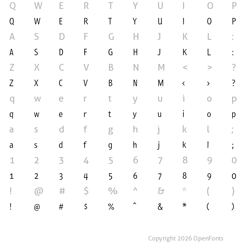 Character Map of Pedestria MVB Regular
