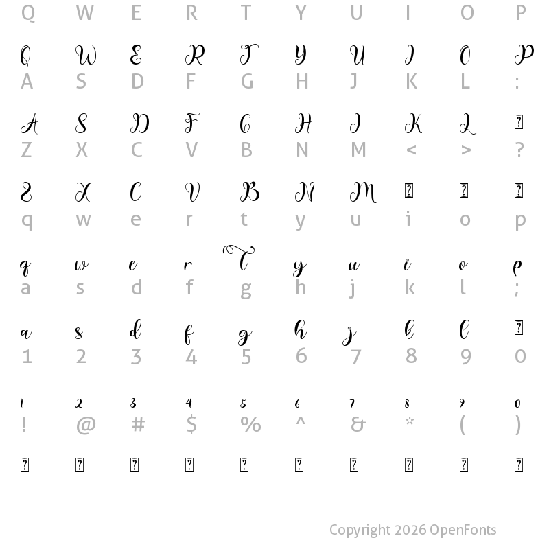 Character Map of Peggy Spring Regular