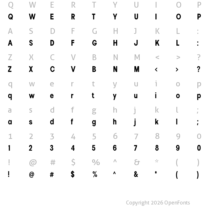 Character Map of Pelinka Condensed Bold