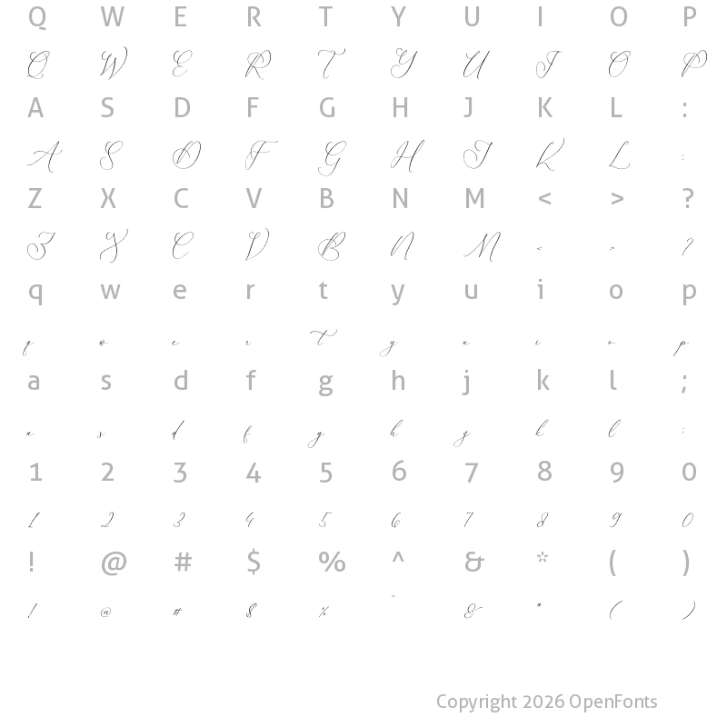 Character Map of Pemberton Marsden Script Regular