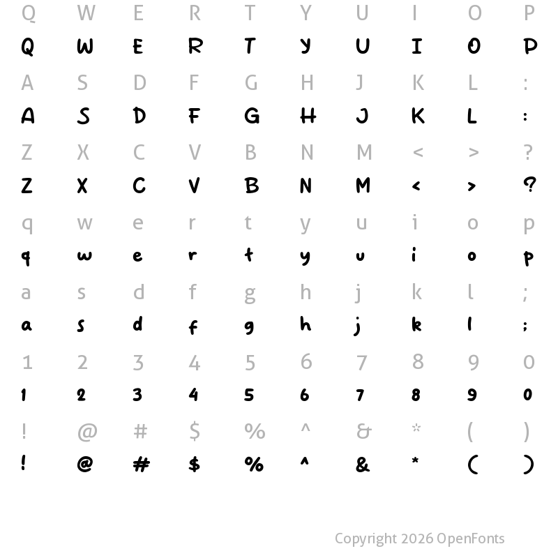 Character Map of Pencil Child Regular