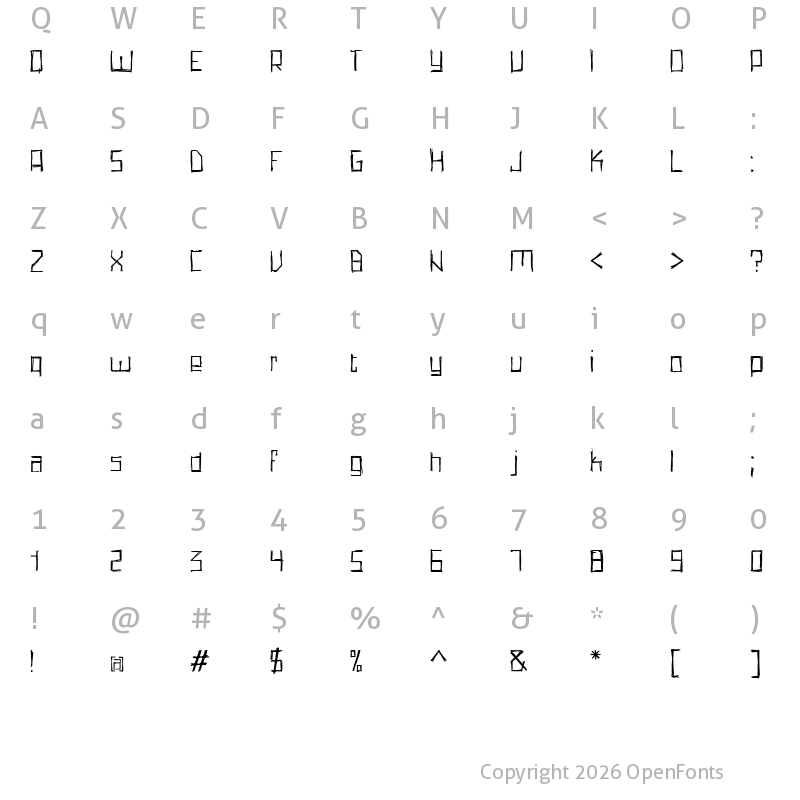 Character Map of PencilGrid Regular
