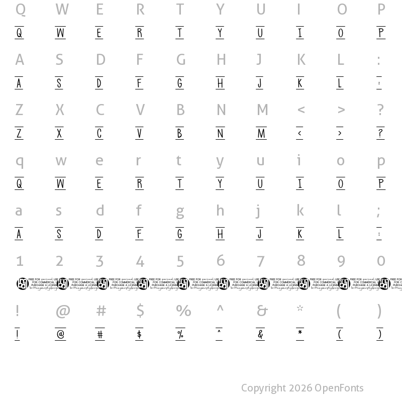 Character Map of [Pencilized] Regular
