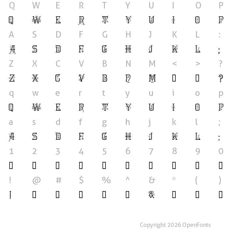 Character Map of Penelope Regular
