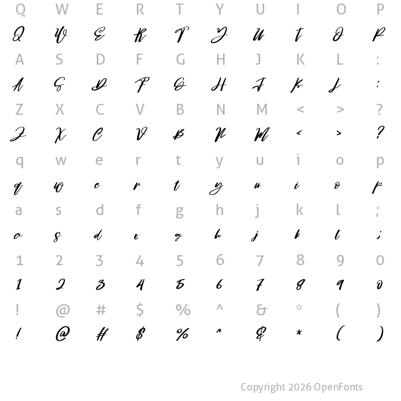Character Map of Pennature Regular