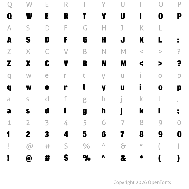 Character Map of Pennypacker Compressed Black