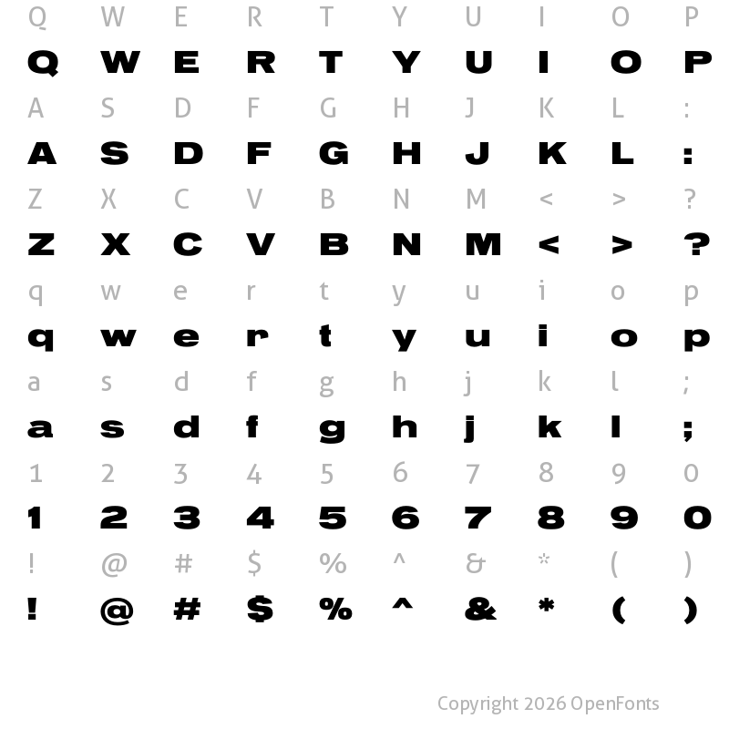 Character Map of Pennypacker Wide Black